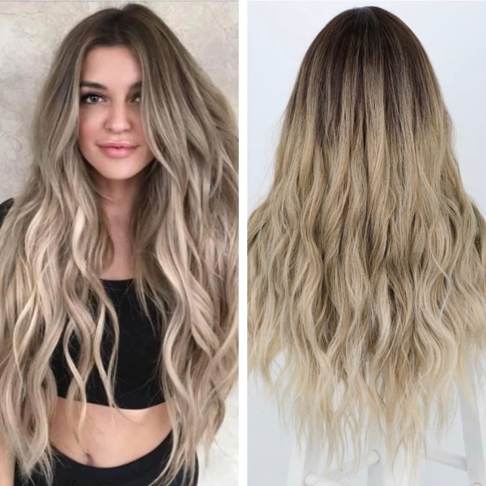 - Human hair blend - Lace front ash blonde wig